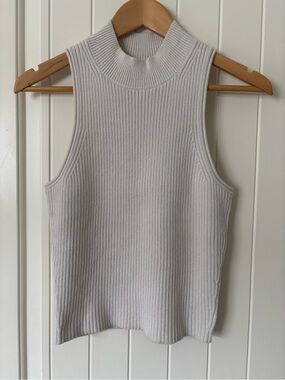 Lululemon Ribbed Mock Neck Sleeveless Top Bone Size Large NWOT